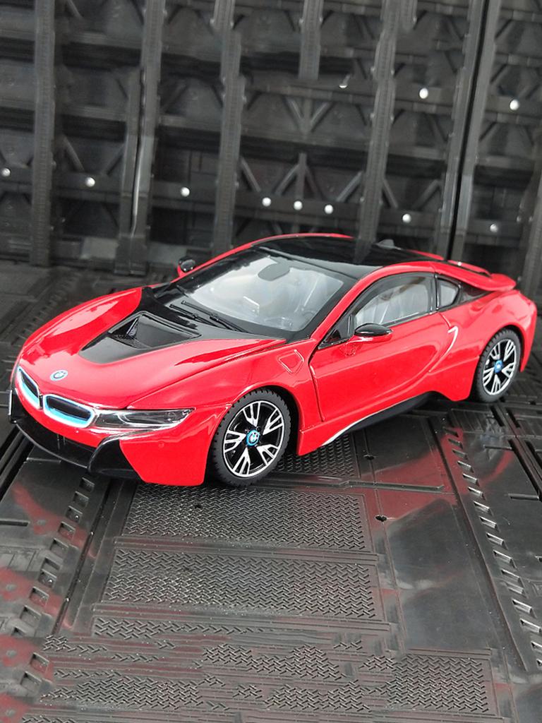 Rastar 1:24 BMW I8 model car, zinc alloy metal decoration, collectible gift car