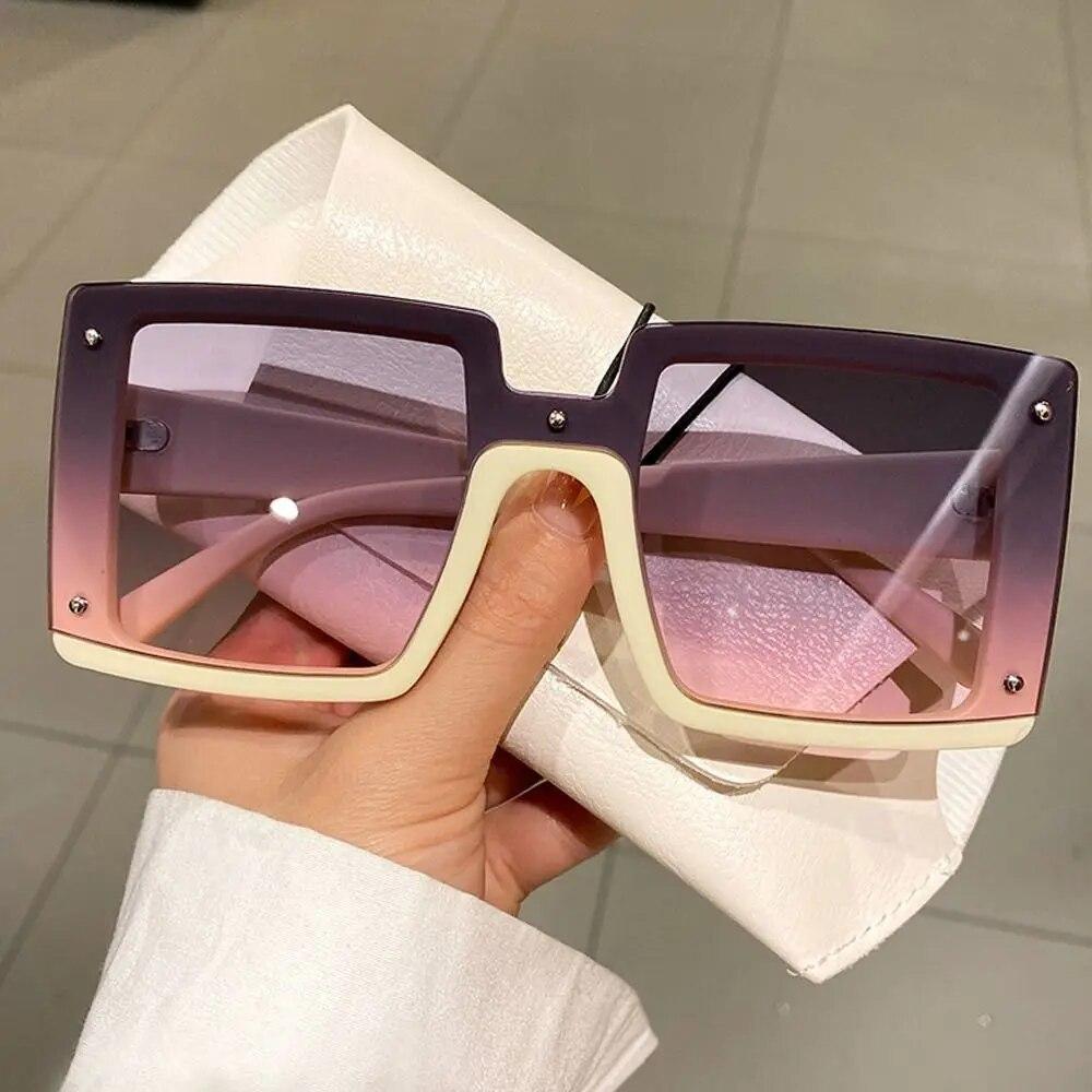Oversize Square Men Women Sunglasses Fashion Vintage Mirror Shades Eyewear Luxury Designer UV400 Goggle Sun Glasses