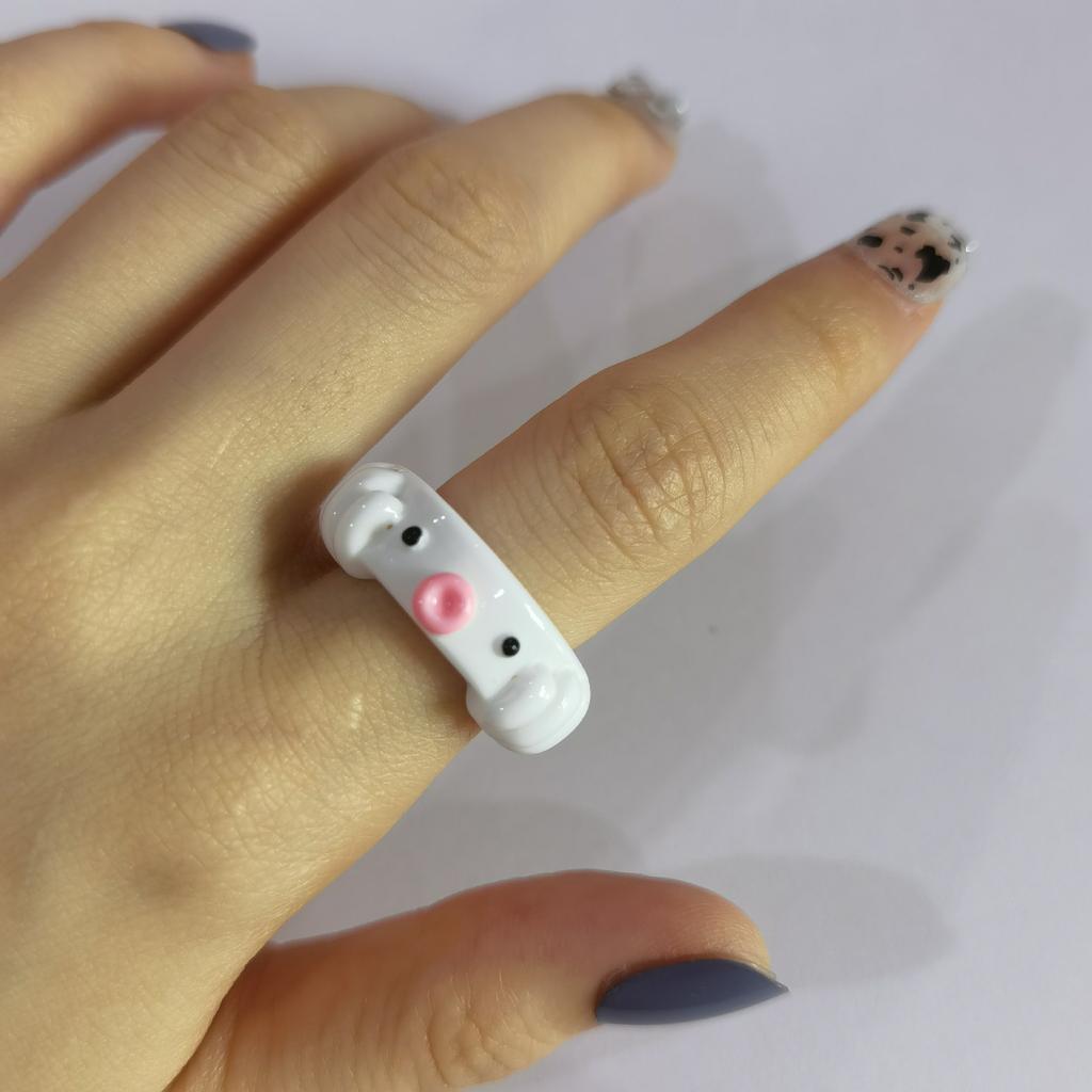 Милое и крутое трендовое кольцо из смолы с лягушкой, простое трехмерное цветное украшение, ювелирное изделие