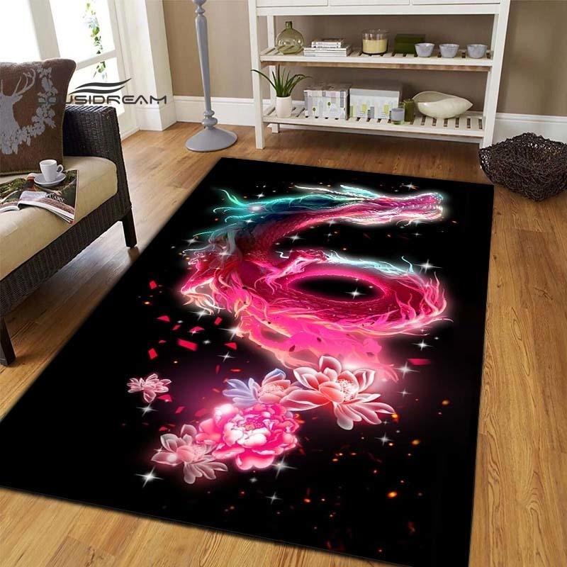 Коврики с темным драконом, модный 3D-печать, фантазийный дракон, гостиная, спальня, большой мягкий ковер, домашний коврик для детской комнаты, напольный коврик