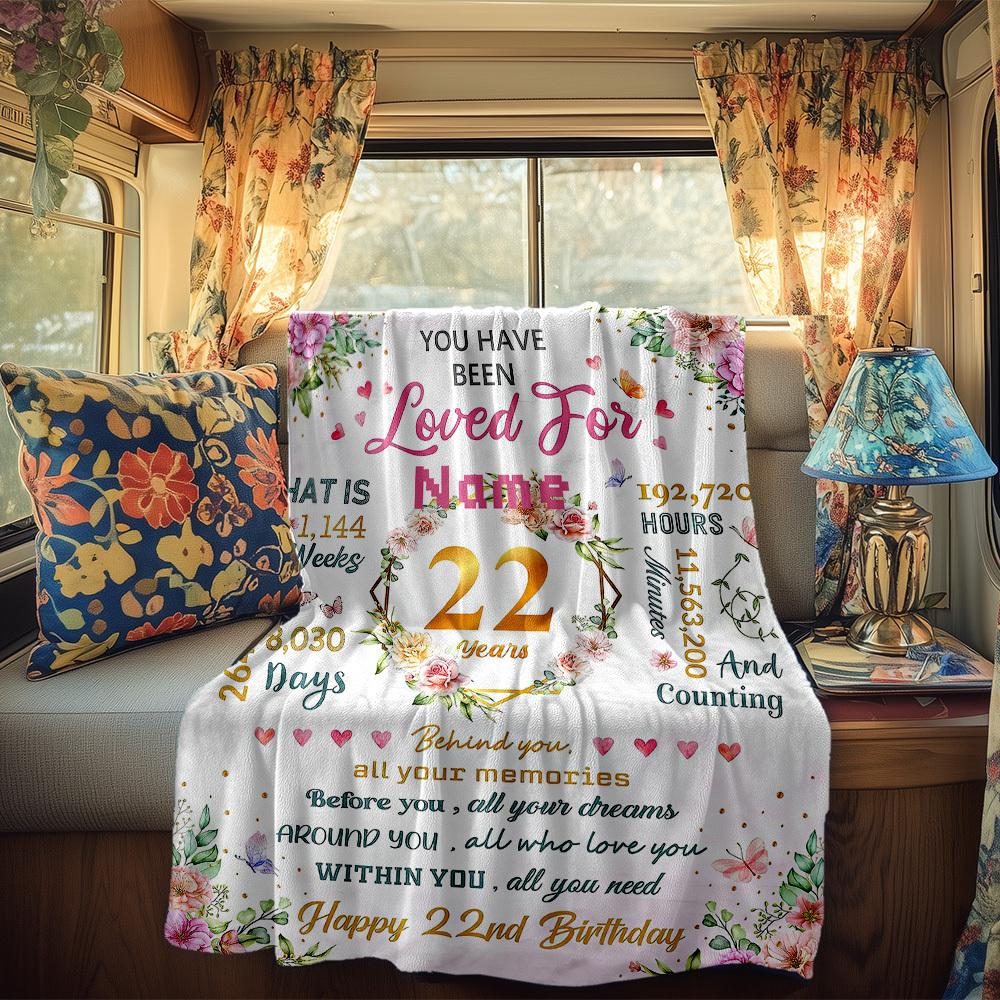 Loved For 22 Years Customize Your Name Rv Blanket Comfortable Soft And Lightweight Allseason Multipurpose Blanket Suitable For Travel Camping Picnic