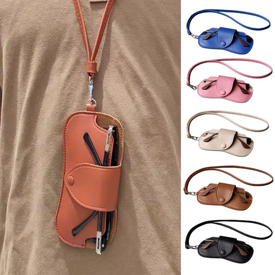 1 шт. Водонепроницаемая сумка для солнцезащитных очков, портативный подвесной чехол для хранения очков, модный чехол из ПУ кожи для женщин и мужчин