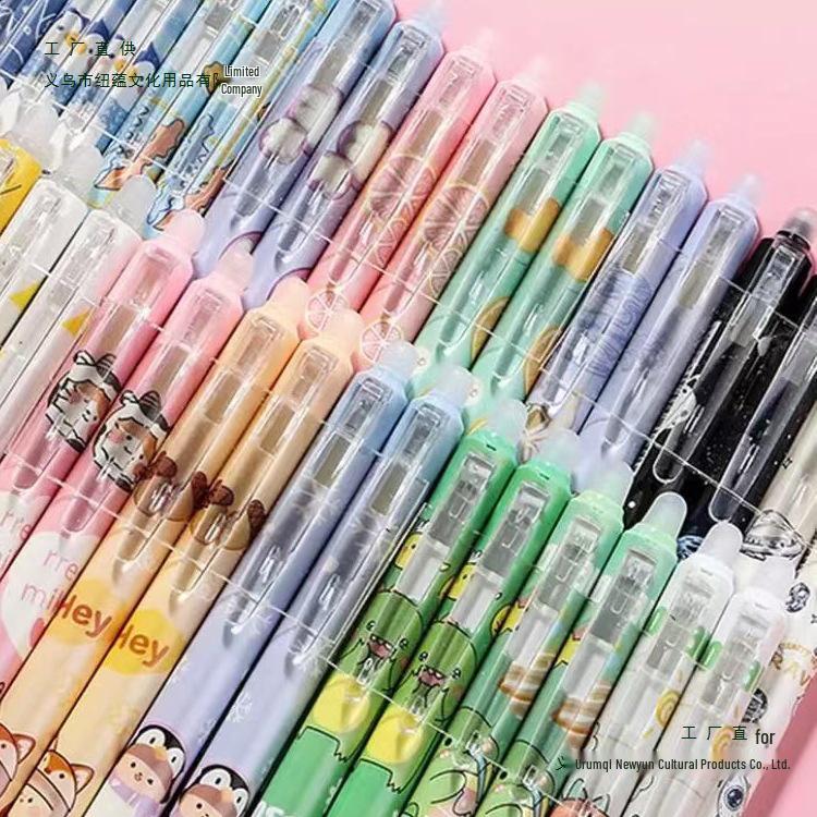 Стираемая ручка Mo Yi Cai 0,5 мм синяя/черная с запасным стержнем, пулевидный наконечник, подходит для студентов и третьего класса.