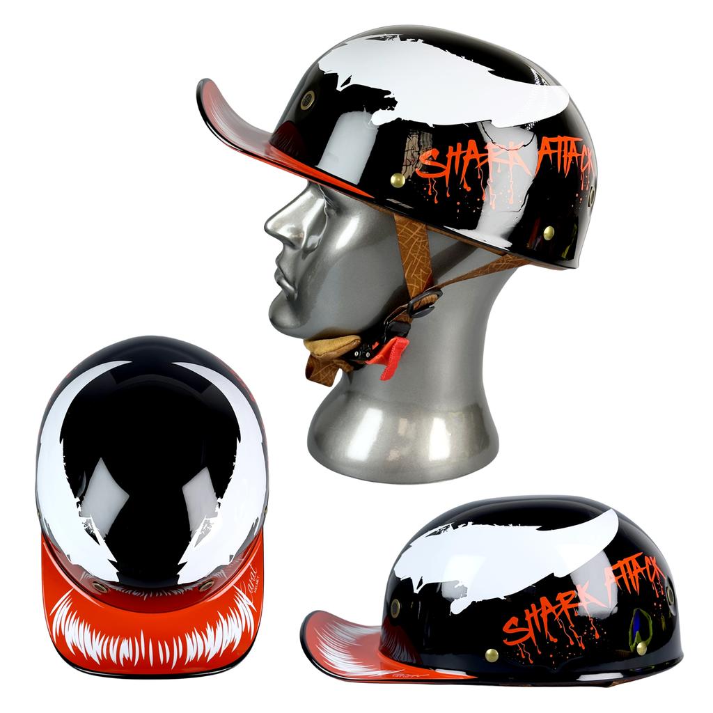 Motorcycle Half Helmet Vintage Open Face Unisex-Adult Half Helmets for Scooter Moped Cap Street Cruiser