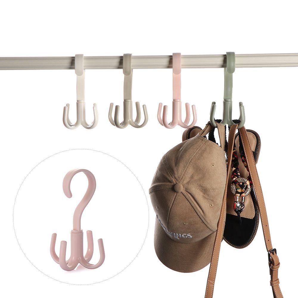 Storage Hook Cloth Rack Tie Holder Rotating Four-claw Hook Plastic Hanger Multifunction 4 Hook