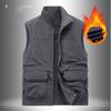 Outdoor Workwear for Spring and Autumn, Double-sided Wear, Thick Vest, Men's Standing Collar, Warm Shoulder, Velvet Vest, Oversized Jacket