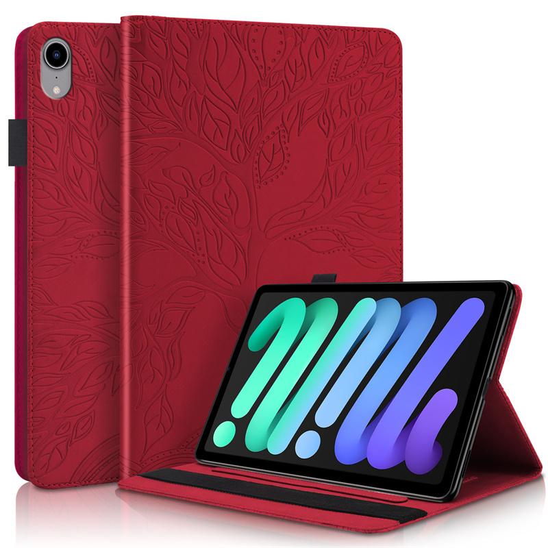 Чехол для iPad Mini 7 Case 8.3" Тисненое дерево PU Кожаная Flip Cover для Funda IPad Mini 2024 Чехол для 7-го 6-го Поколения Mini