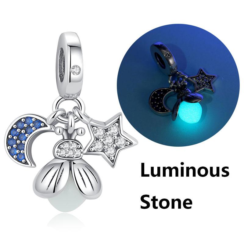 Original Charms Butterfly Firefly Lucky Clover Beads Fit Pan Brand Bracelets Necklaces Diy Jewelry for Women