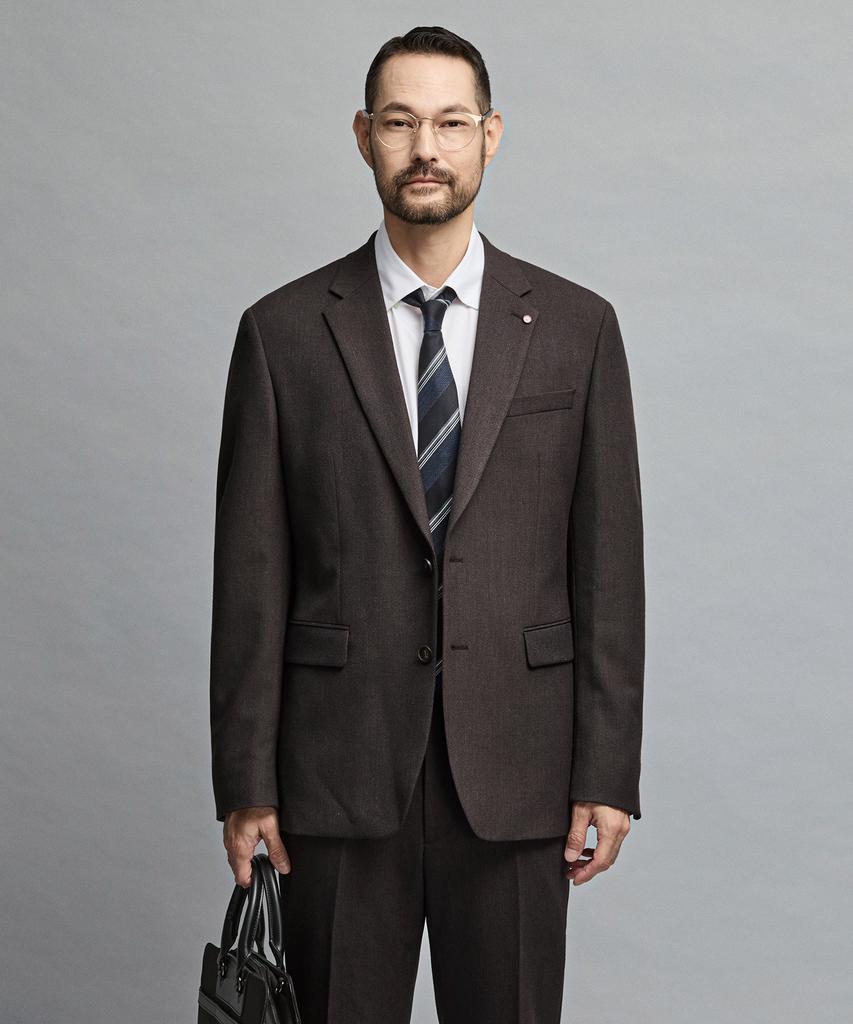 STCO Easy Care Fine Stripe Two-Tone Suit Set_Brown (Slim Fit)_Ssjvd01Set (A Type)