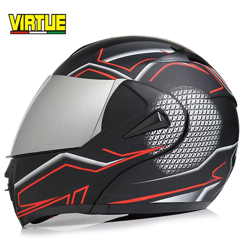 VIRTUE Motorsport Electric Non Motorcycle Helmet Men's Half Helmet Double Lens Full Helmet Running Helmet Carbon Fiber Pattern Road