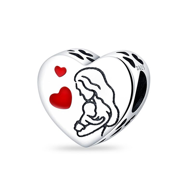 2024 New S925 Silver Color Mirror Family Baby Shoes Charms Beads Fit S925 Original Bracelets DIY Mother's Day Jewelry Gift