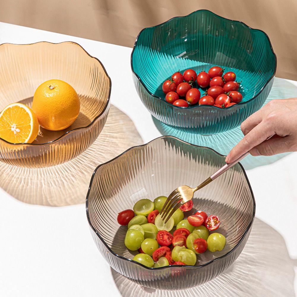 Round Fruit Bowl Flat Bottom Fruit Storage Tray Modern Style Snack Basket Home Organization