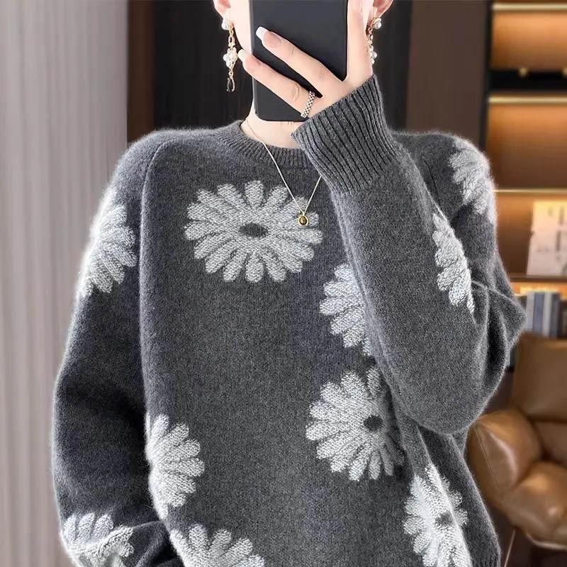 Autumn Winter Women's Sweater Thickened Pullover Warm Knitted Stretchy Long Sleeve Oversize Jumper Tops