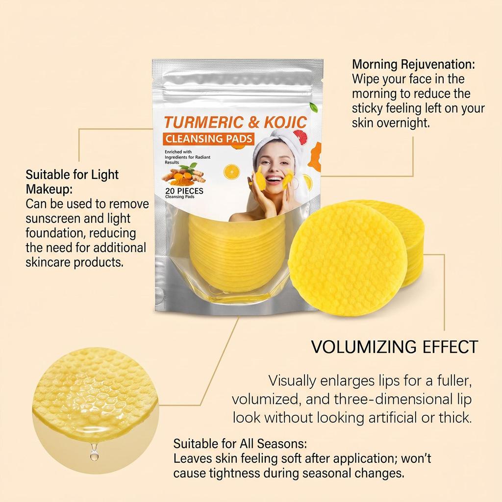 AMZ turmeric cleansing gasket wet wipe dual-use skin-friendly moisturizing refreshing facial cleansing products 20pcs