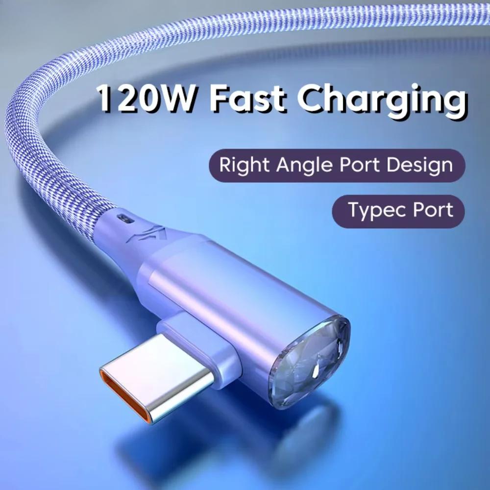 120 Вт сверхбыстрая зарядка USB-кабель Type C 90-градусный коленчатый кабель для Samsung Xiaomi Hwawei Redmi POCO Oneplus общий кабель