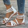 Flat Bottom Thin and Thick Cross with Sandals Women's 2025 New Foreign Trade Large Size Casual Simple Beach Roman Sandals