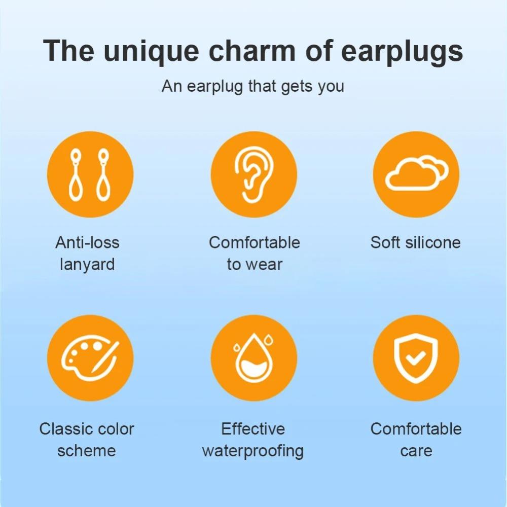 1 Pair Silicone Corded Ear Plug Nose Clip Prevent Waterproof Earplug  Outdoor Water Sports