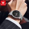 OLEVS Men's Watches Top Brand Business Fashion Fine Steel Original Brand Quartz Wristwatch for Man Moon Phase Chronograph Big