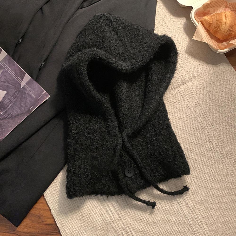 Solid Color Knitted Pullover Hat Plush Windproof Cap Korean Women Winter Balaclava  Outdoor