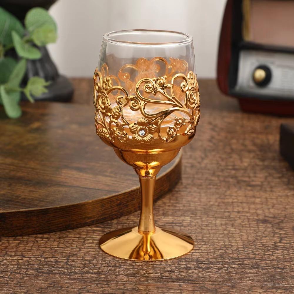 Европейский серебряный набор бокалов из металла и стекла - элегантные рельефные бокалы для вина/кофе, роскошный свадебный подарок, высококачественный декор для домашнего бара