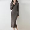 Women Sweater Dress 100% Wool Knit Long Pullover Winter Jumpers Wool Long Dress Female