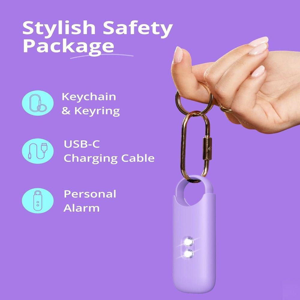 Rechargeable Personal Self Defense Alarm with Dual LED Light Safety Siren for Women Girls
