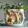 Рельеф лисы под деревом суккулентное растение цветочный горшок смола силиконовая форма животное лиса рельеф коробка для хранения чашка для свечи гипсовые формы