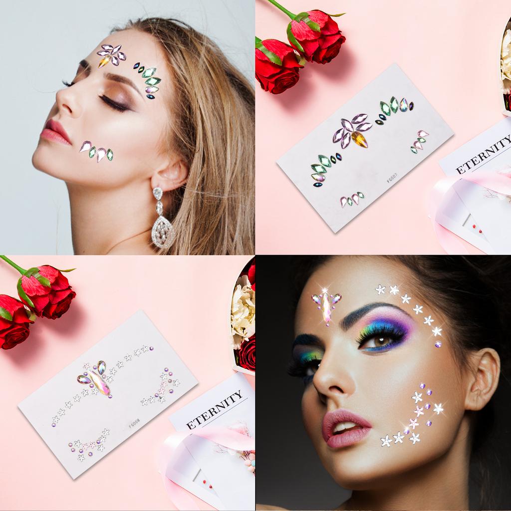 9 комплектов DIY наклейки для лица драгоценные камни русалка лицо драгоценности наклеить на кристалл горный хрусталь фестиваль лицо