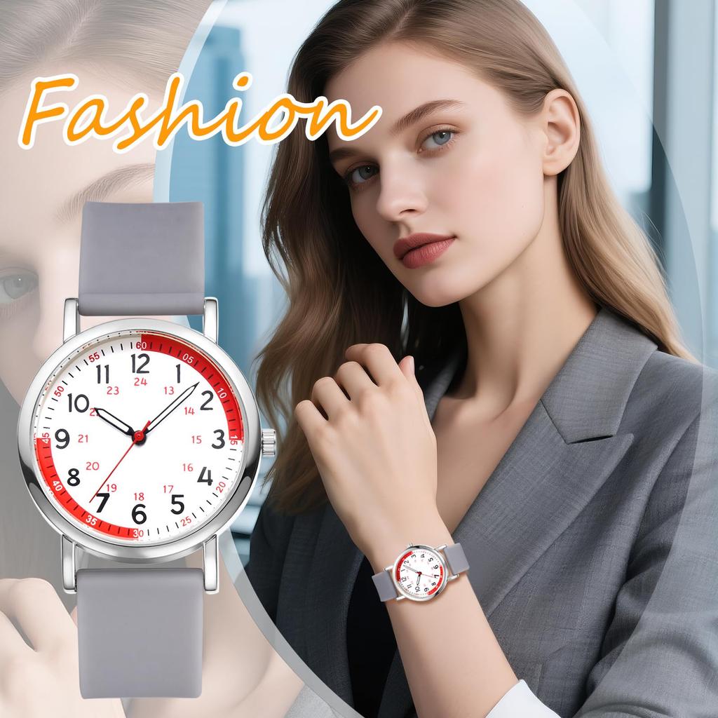 Silicone Strap Quartz Watch with Analog Large Adjustable Casual Style Perfect for or Any Occasion Women's Watch, 24-Hour Waterproof Display,