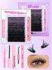 320-Cluster False Eyelashes Set: Includes Glue, Remover, Tweezers, and Individual Lashes (50P, 60P, 80P, 100P Options)