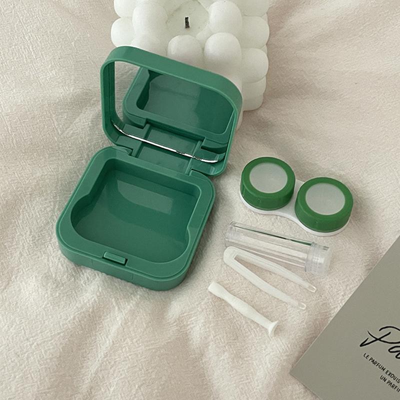 Ins Like A Fish Ретро Простой Конфетный Цвет Компактный Футляр Для Контактных Линз Партнер Коробка Коробка Для Ухода За Зрачками Откидная Крышка