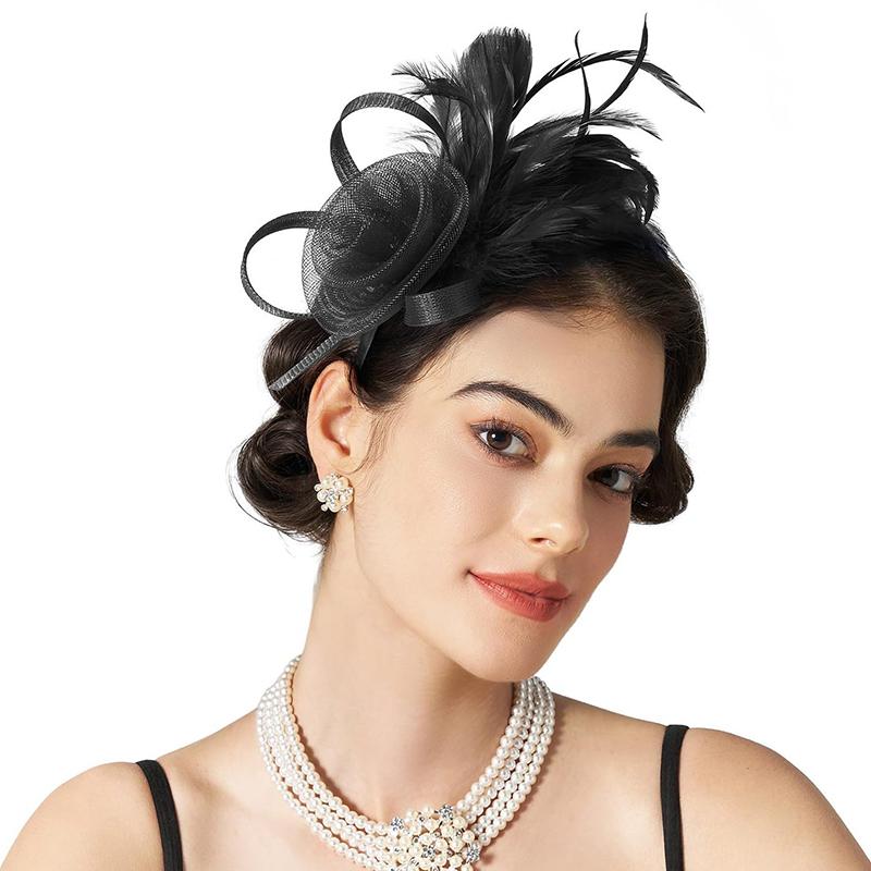 1 шт. Повязка на голову Головной убор Перья Украшения для волос Ободок Элегантный Женский Винтажный Женский Сетка