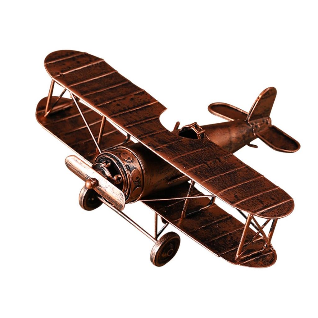 Старая металлическая модель самолета, модель самолета, металлический биплан, модель самолета на память, металлическая игрушка