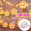 Светодиодная гирлянда «Кошачья лапа» 10 светодиодов, теплый желтый свет, для спальни, дома, Рождества, улицы, двора, декор, гирлянда, лампа, подарок для девочки