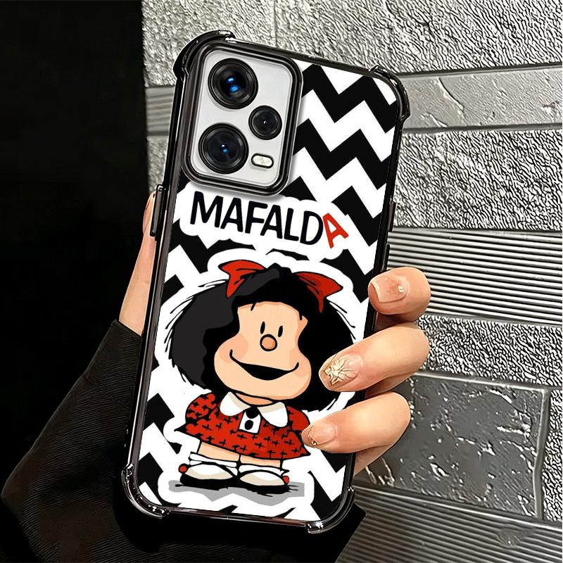 Mafalda Cartoon Cute Plating Phone Case For Xiaomi Redmi Note 14 15 Pro Plus 13 12 11 11S 11T 10 9S 9 5G Anti-Fall Airabag Cover