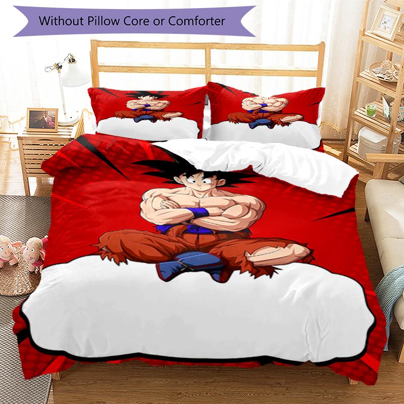 3pcs Dragon Ball Bedding Set Duvet Cover Closure Includes 1 Duvet Cover & 2 Pillowcases, Soft and Comfortable for All Seasons.