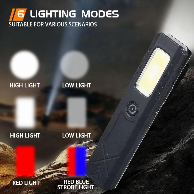 Outdoor LED Flashlight 550LM Portable Mini Torch Type C Rechargeable Light Pocket Lantern Flood Work Lights with 6 Modes