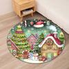 Christmas Street Printed Round Rug Carpet Chair Rug Area Rug Entryway Doormats,for Office Chair Living Room Bedroom Kitchen Room.