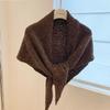 Clipped pattern knitted triangle scarf autumn and winter new versatile small scarf simple temperament shawl warm scarf