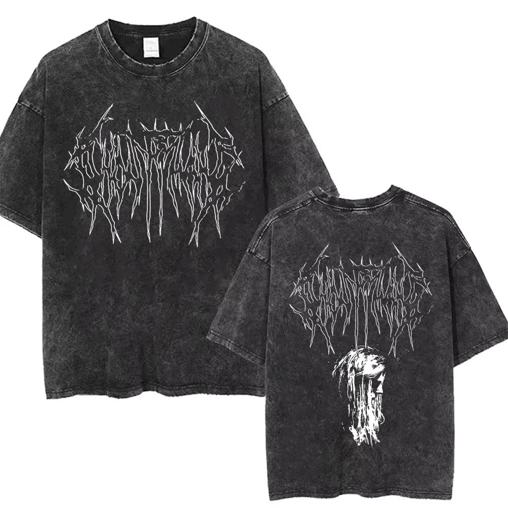 Стирка Винтаж Рэпер Ghostemane Графический Принт Футболка Мужская Женская Хип-Хоп Рэп Рок Трэп Металл Готика Оверсайз Футболка Уличная Одежда