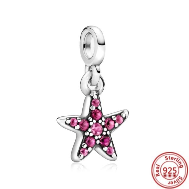 Серьги-браслет Charm Me, ювелирные изделия своими руками, серебро 925 пробы, моя любовь, морская звезда, фламинго, ласточка, мир, мини-подвеска из бисера