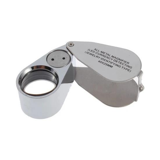 Складная ювелирная антикварная идентификационная лупа со светодиодной подсветкой 40X25MM со специальной коробкой для хранения