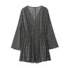 Women's Spring Fashion Metallic Thread Print Dress, European American Style
