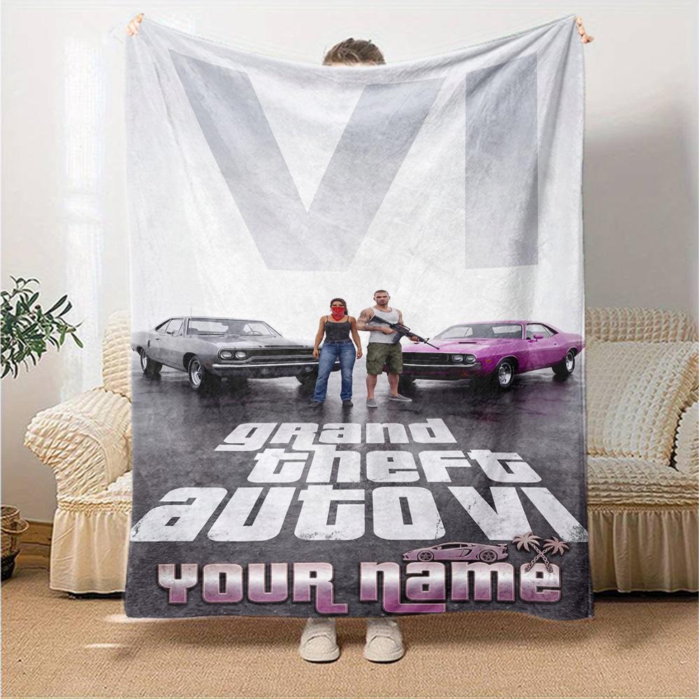 Gta Customize Text Blanket Gift Customizable Blanket Soft & Cozy for Bed Chair Home Decor Living Room Four Seasons Universal
