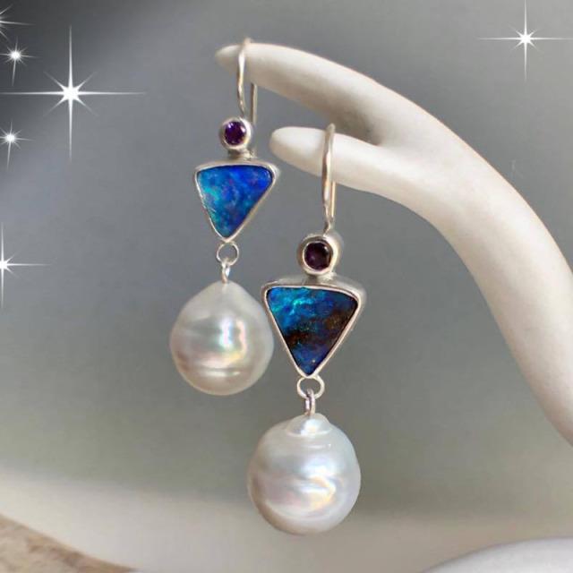 Изысканные модные серьги-капли серебряного цвета с искусственным жемчугом для женщин, блестящие красные, зеленые круглые серьги с искусственным жемчугом