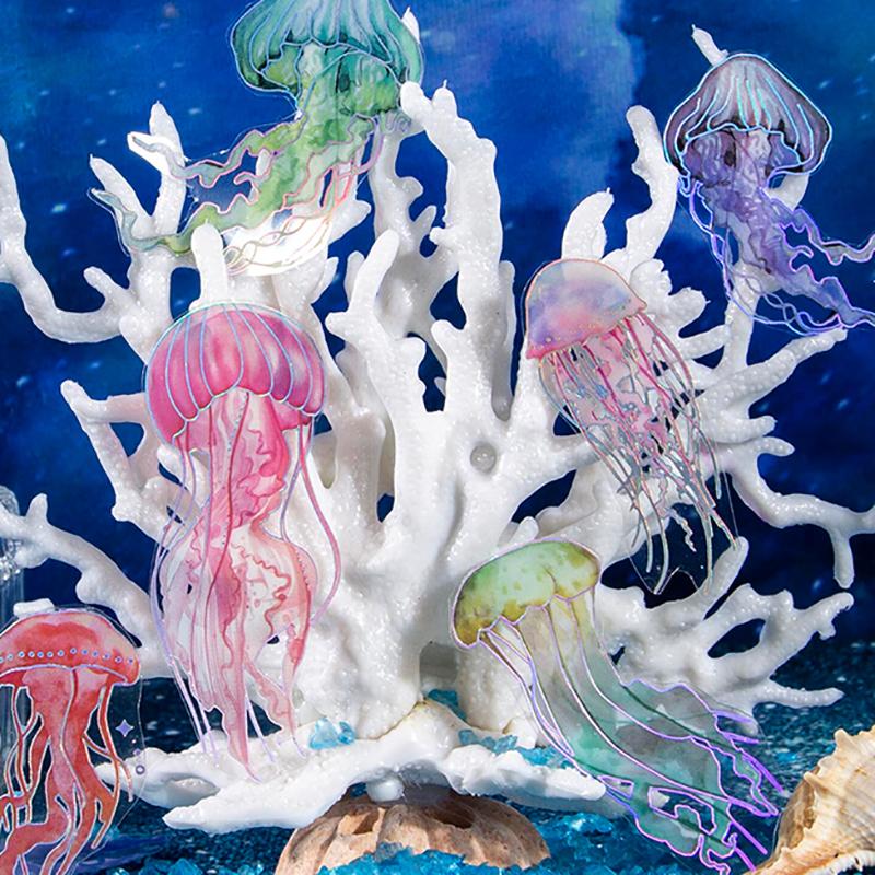 Mr. Paper Colorful Jellyfish Theme Stickers Sea Creatures Printed PET Waterproof Sticker Decorative Stationery Art Supplies