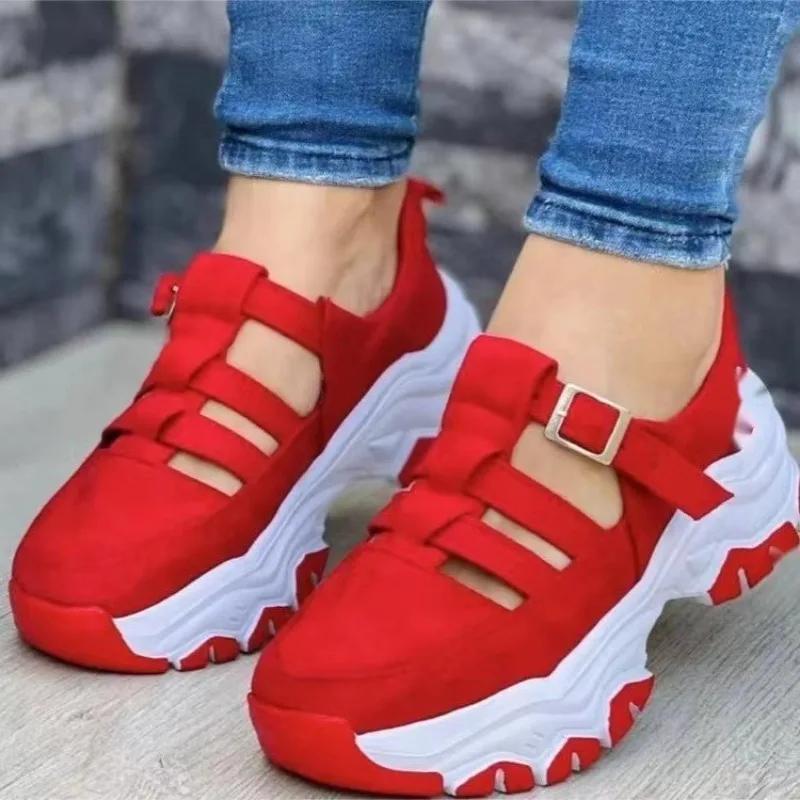 2024 Summer New Breathable Mesh Wedge Sandals Comfort Lady Vulcanized Shoes Womens Thick Bottom Sneakers Casual Mujer Zapatillas