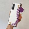 Luxury Fashion Cute Diy Flower Pearl Hand Chain Bracelet Case Cover For Samsung Galaxy Z Fold 3 2 5g Zfold 4 Leather Back Fundas