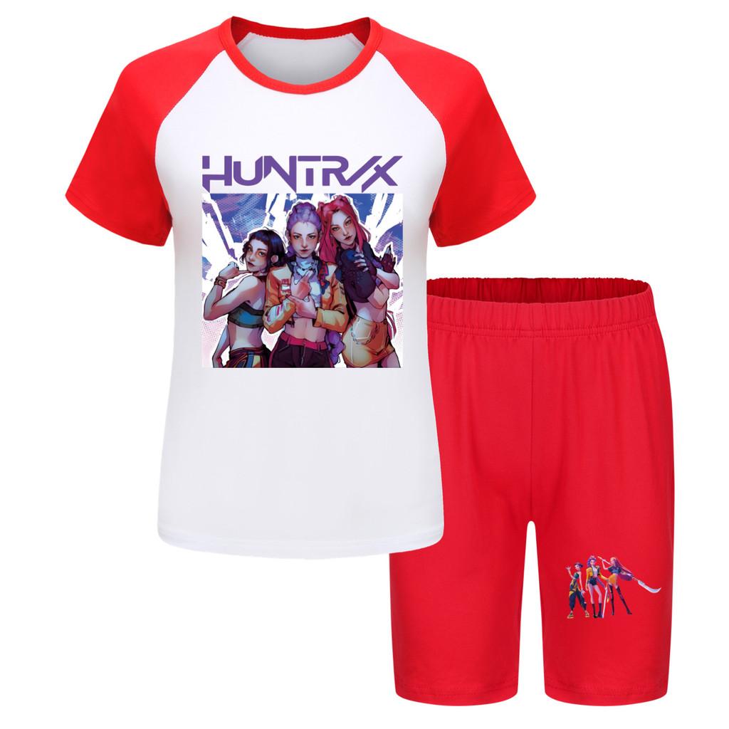 Kpop Demon Hunters Children Summer Shorts And T Shirt Set With Cotton Fabric For Active Kids