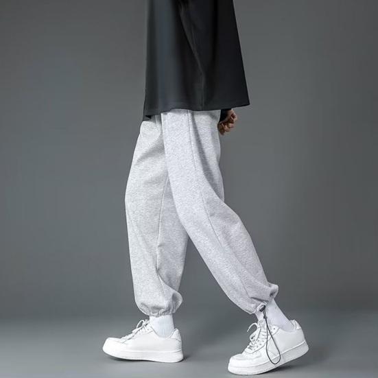 Мужские брюки весна-осень с завязками на талии и эластичным поясом, прямые, широкие, прямые, больших размеров, однотонные, свободные, уличные, спортивные брюки